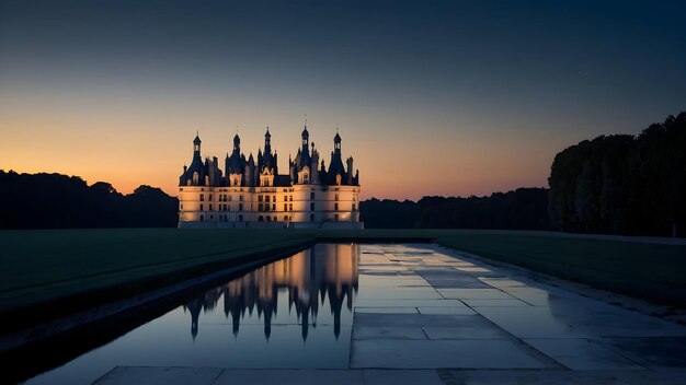 Serenata del crepuscolo al Chateau de Chambord Foto reale per il tema di revisione legale