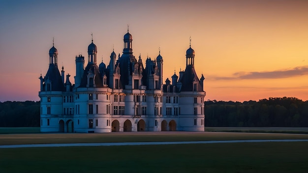 Serenata del crepuscolo al Chateau de Chambord Foto reale per il tema di revisione legale