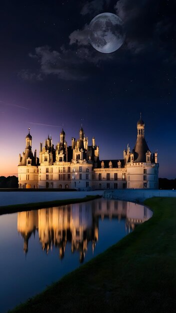 Serenata del crepuscolo al Chateau de Chambord Foto reale per il tema di revisione legale