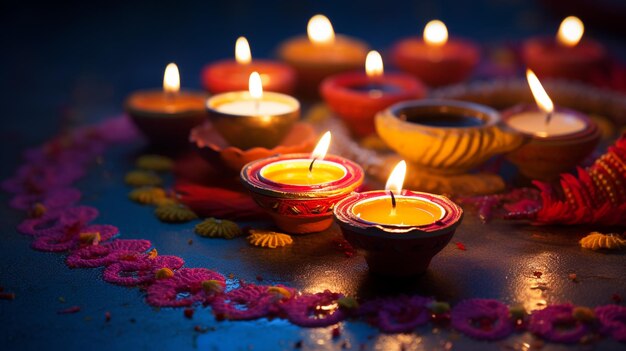 Serenata di lampade a olio Diwali leggere sullo sfondo