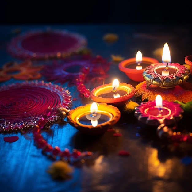 Serenata di lampade a olio Diwali leggere sullo sfondo