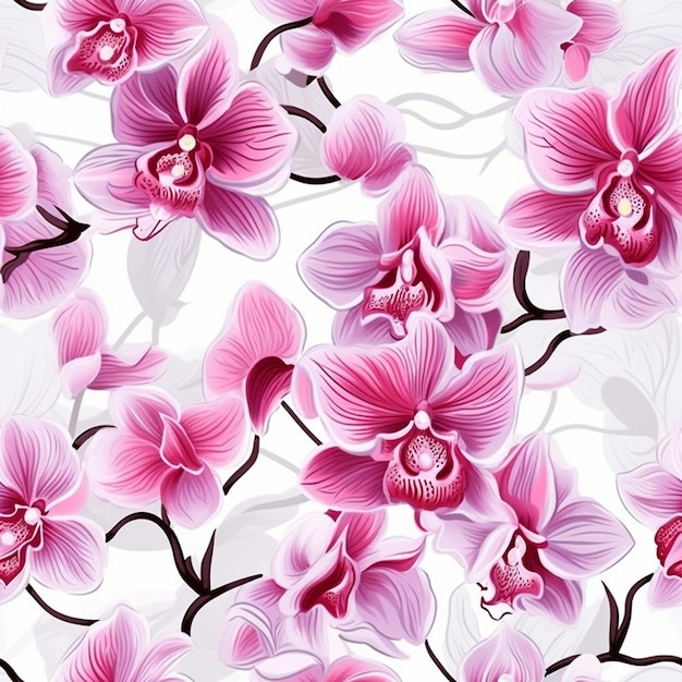 Serenata di orchidee svelata sullo sfondo floreale