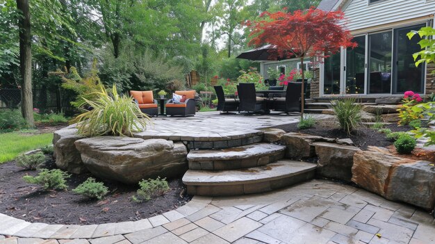 Serene Backyard Patio e Lush Garden