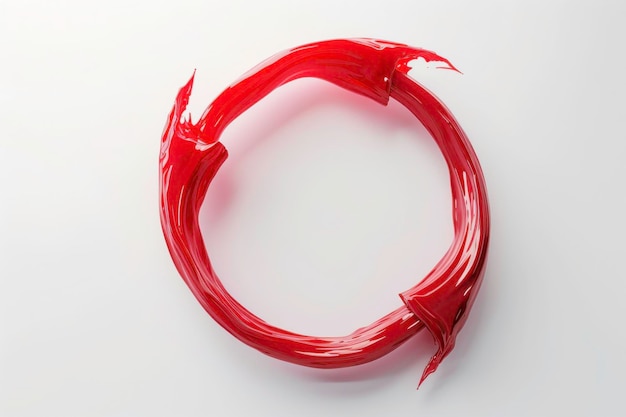 Serene composition of a red arrow forming a loop symbolizing connection