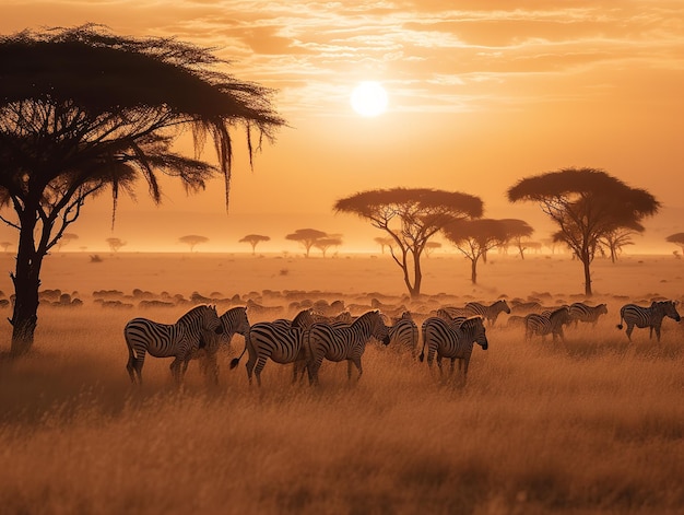Serengeti Serenade Zebre al pascolo all'alba