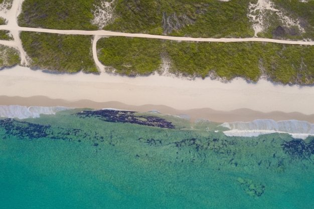 Serenità aerea Bella spiaggia di sabbia dall'alto