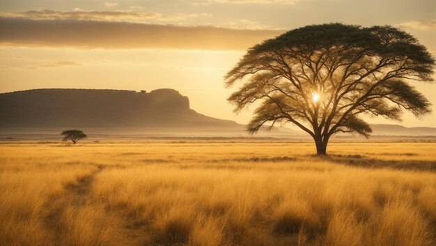 Serenità della savana dove erba e roccia abbracciano il cielo