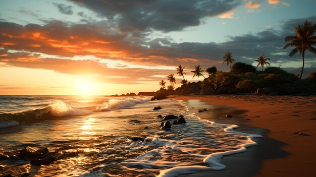 Serenità di una spiaggia africana bel momento del tramonto in spiaggia