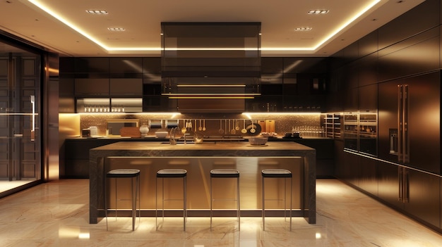 Serenità e stile Fotografia immersiva in 4K che mostra una cucina elegante