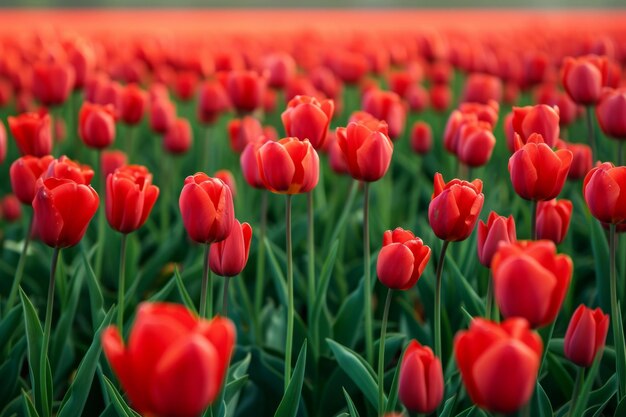 Serenità in movimento Campo di affascinanti tulipani rossi