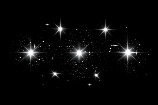 serie di stelle bianche luminose sono visualizzate su uno sfondo nero