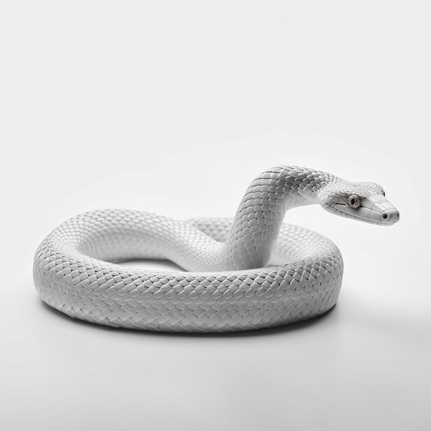 Serpente bianco isolato su sfondo grigio