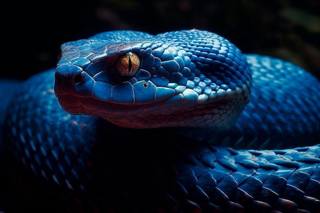 Serpente blu nella foresta IA generativa