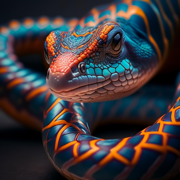 Serpente colorato esotico contorto IA generativa