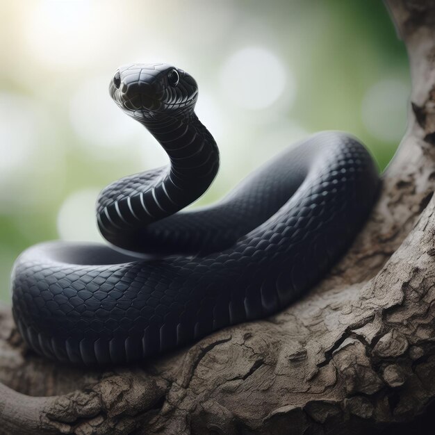 serpente nero su un ramo