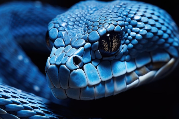 Serpente vipera blu da vicino