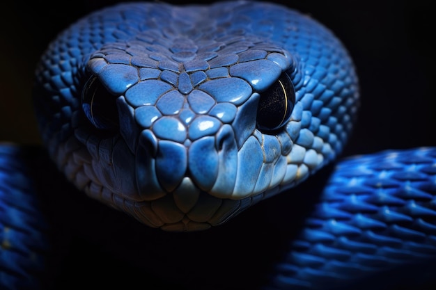 Serpente vipera blu da vicino