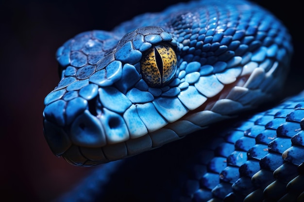 Serpente vipera blu da vicino