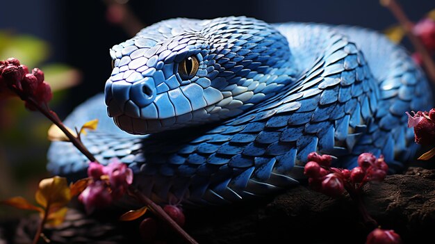 Serpente vipera blu sul ramo serpente vipera blu insularis Trimeresurus Insularis Vipera indonesiana