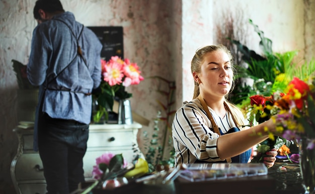 Servizio di lavoro del proprietario del negozio di fiori