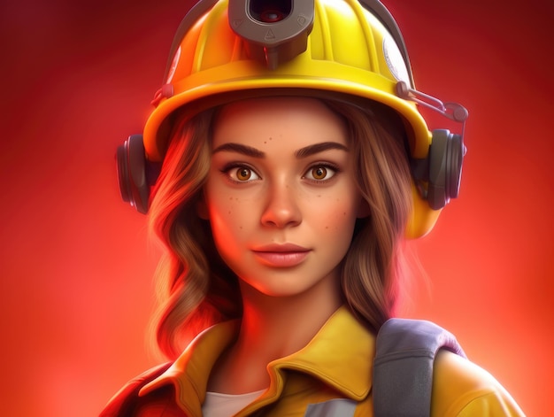 Servizio di salvataggio dell'eroe pompiere in stile pixar
