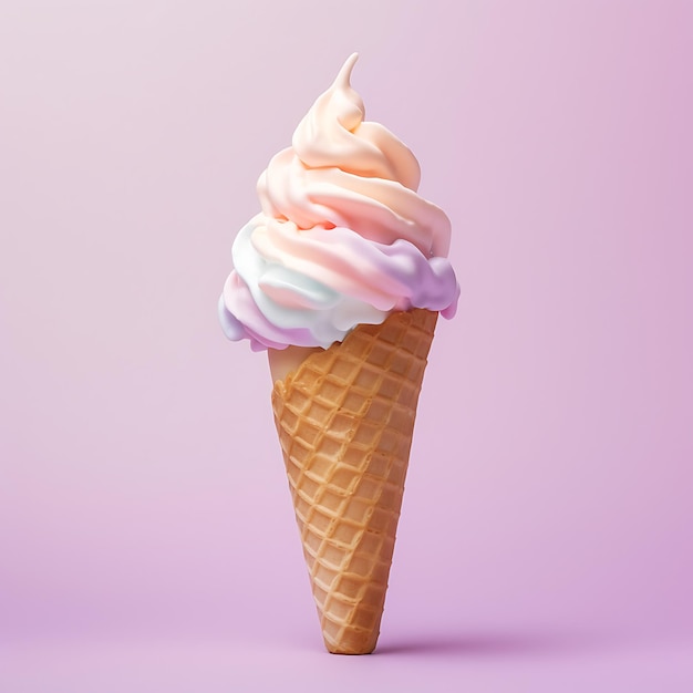 servizio fotografico di cono di gelato su sfondo pastello solido ghiaccio morbido