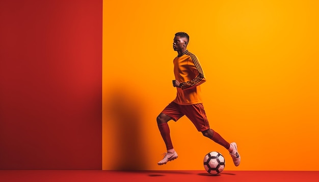 Servizio fotografico minimo a tema calcio con concetto sportivo creativo Fotografia di concetto di calcio alla moda