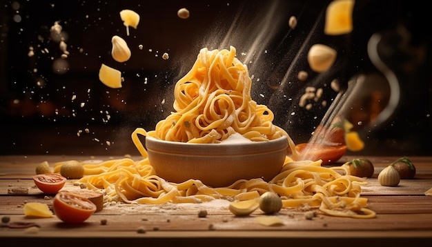 Servizio fotografico pubblicitario di pasta sana e deliziosa Fotografia commerciale