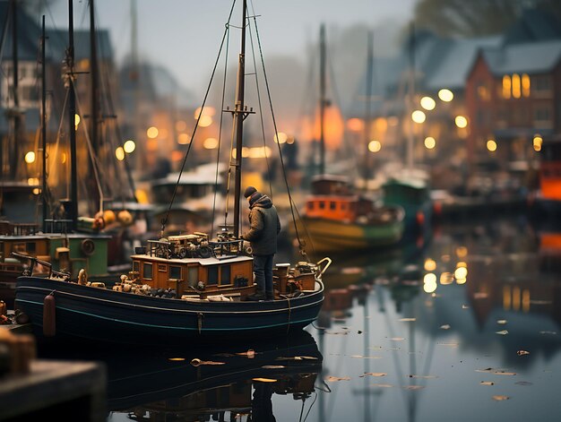 Servizio fotografico TiltShift La bellezza e la creatività di un pescatore scattato con un TiltShift L