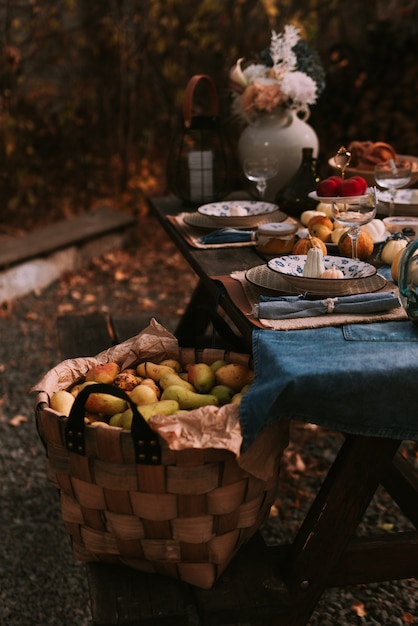 Servizio in tavola autunnale