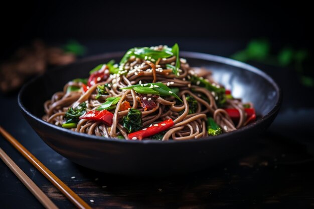 Sesamo Soba Noodles Ricetta vegana Fotografia di cibo