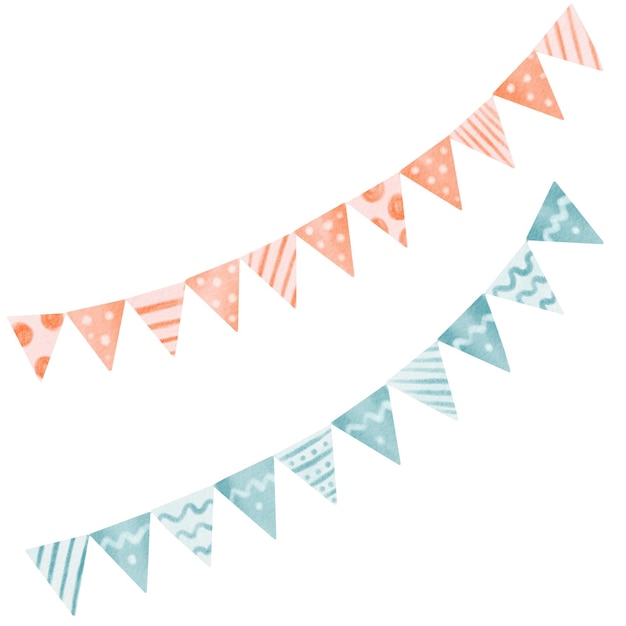 Set carnival garlands with flags birthday party decoration string of flags banner background