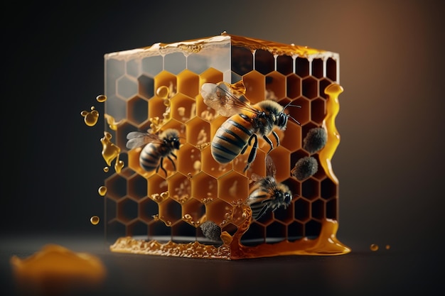 Set creativi e splendidi di dolci e fresche api da miele e nido d'ape Nutrizione corretta sostituto dello zucchero naturale fruttosio ecologico fiori viventi sani del prato