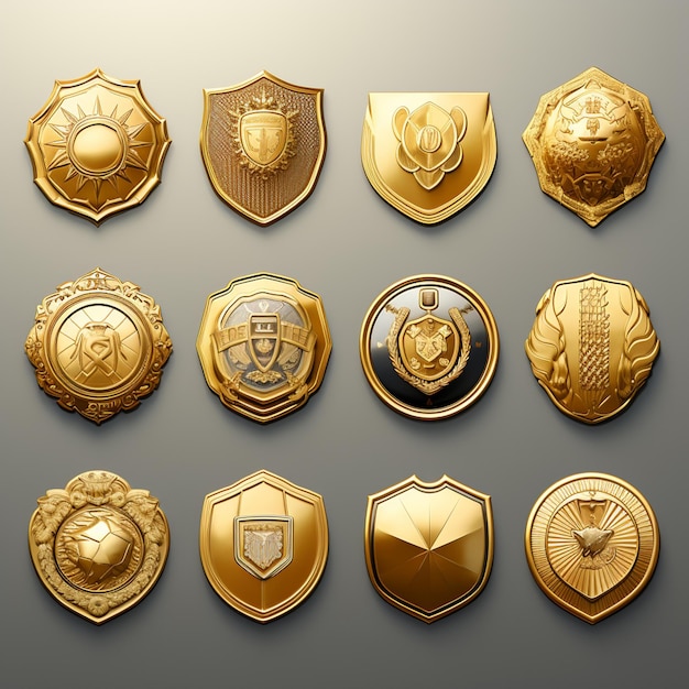 set d'oro di badge da calcio