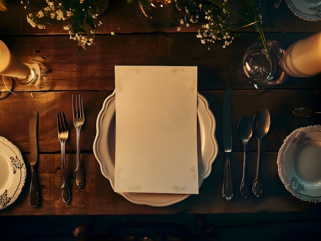 Set da cena elegante e cinematografico con lista bianca mockup sul piatto Alta qualità