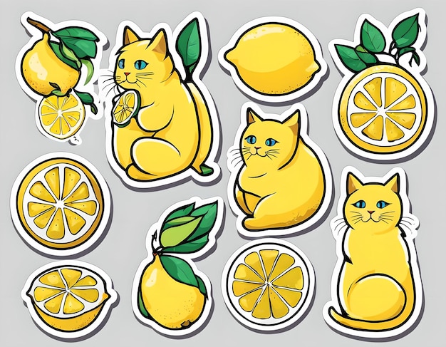 Set di adesivi Fresh Lemon Cat