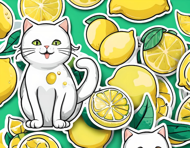 Set di adesivi Fresh Lemon Cat