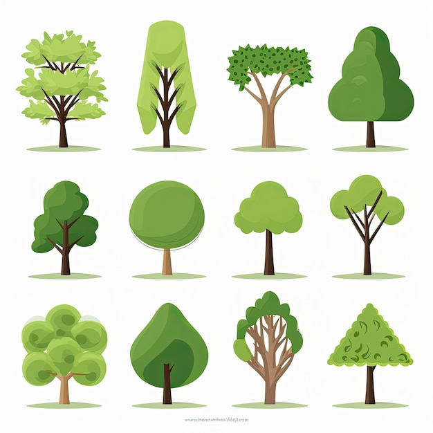 Set di alberi verdi Illustrazione vettoriale per il tuo disegno