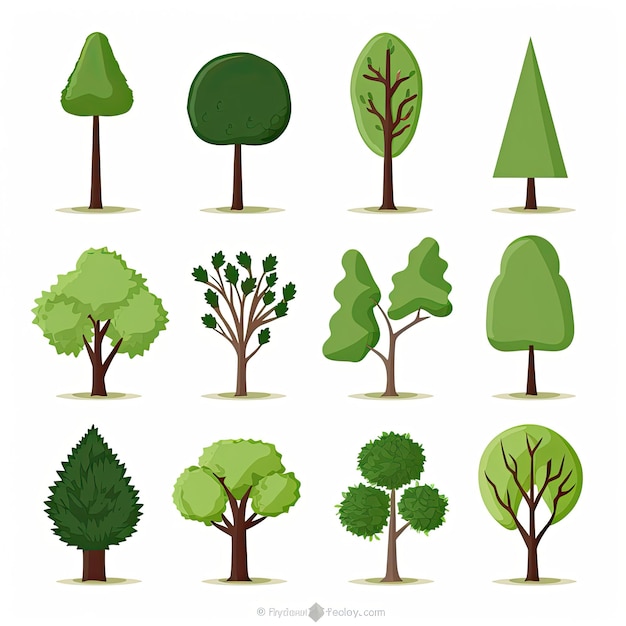 Set di alberi verdi Illustrazione vettoriale per il tuo disegno