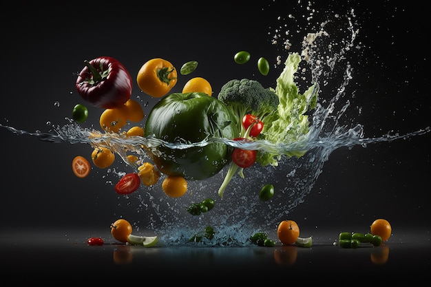 Set di alimenti per una corretta alimentazione per uno stile di vita sano Mangiare sano Frutta verdura acqua pura Dieta biologica Cibo calorico Bel corpo