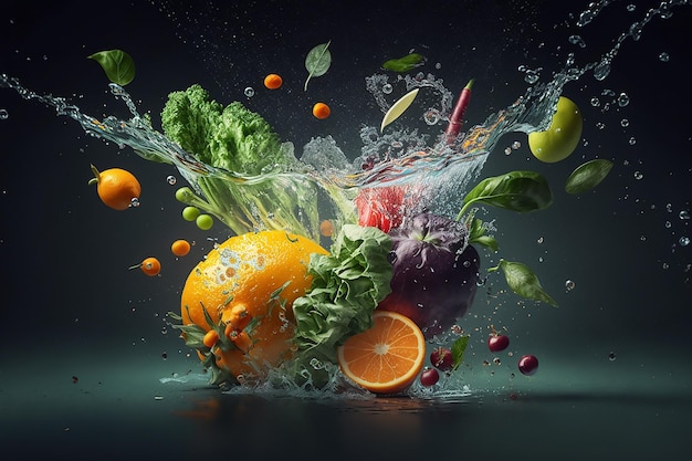 Set di alimenti per una corretta alimentazione per uno stile di vita sano Mangiare sano Frutta verdura acqua pura Dieta biologica Cibo calorico Bel corpo