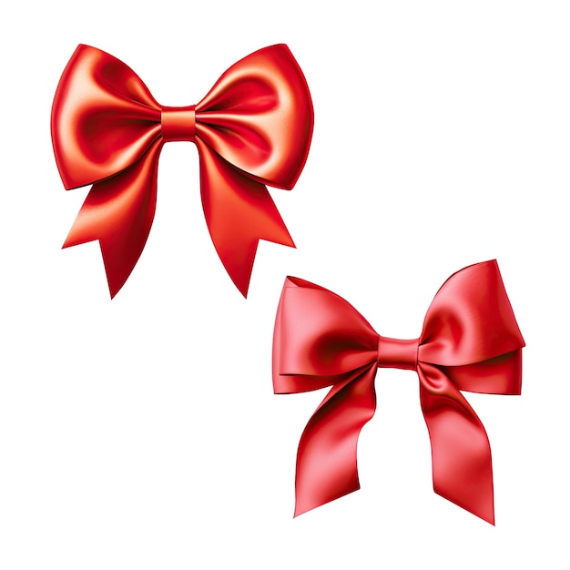 Set di arco rosso e nastro satinato brillante per invito regalo biglietto di auguri