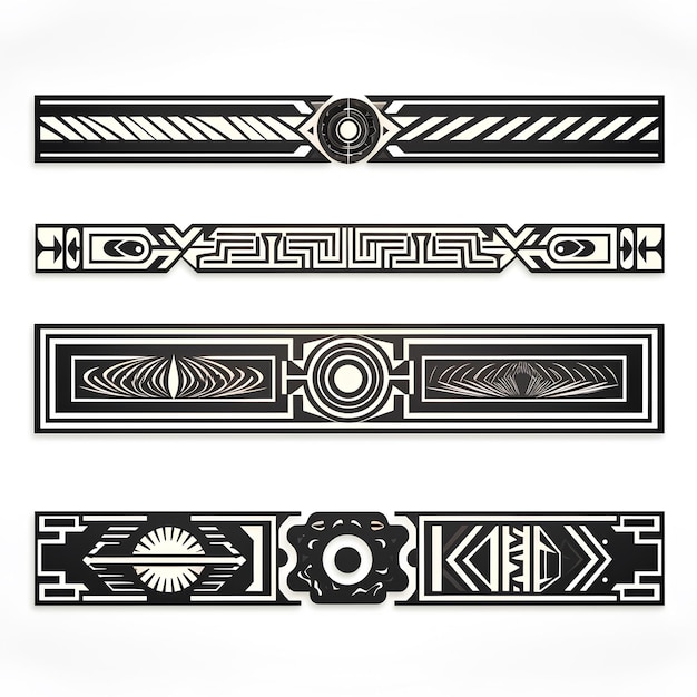 Set di artdeco design linea orizzontale arte in bianco e nero su bianco bg