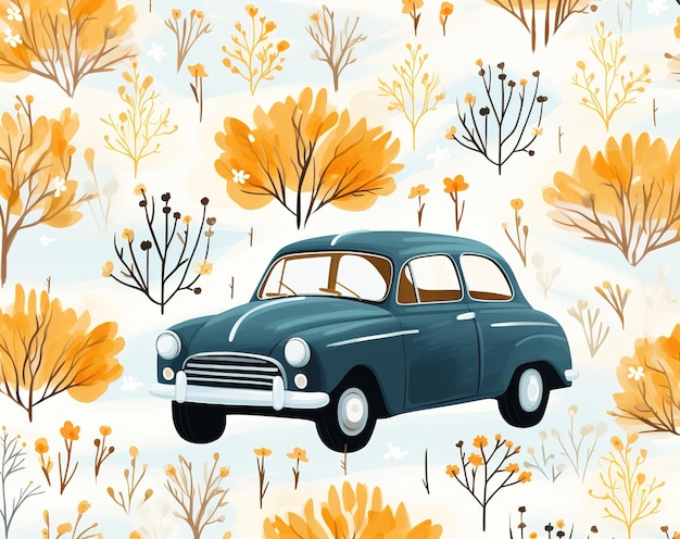 Set di auto cartolina tema autunnale per bambini