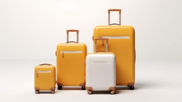 set di bagagli di diverse dimensioni isolati su sfondo bianco