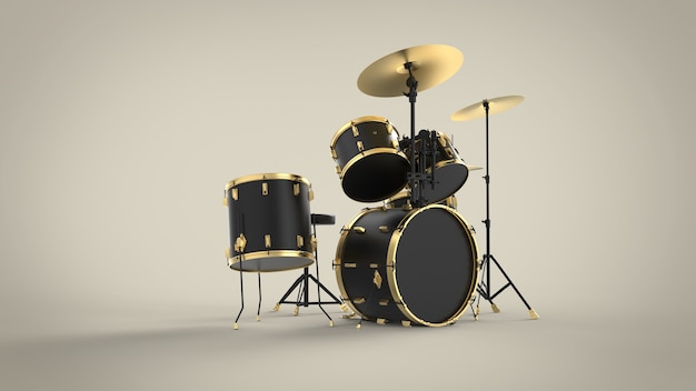 Set di batteria di moderna attrezzatura pop rock metal minimale 3d