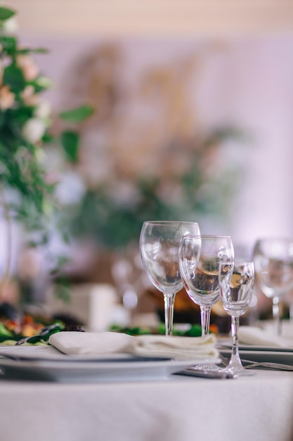 Set di bicchieri nel ristorante