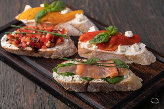 Set di bruschette italiane tradizionali