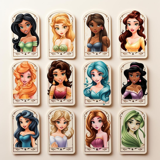Set di carte adesive di Cartoon Princess