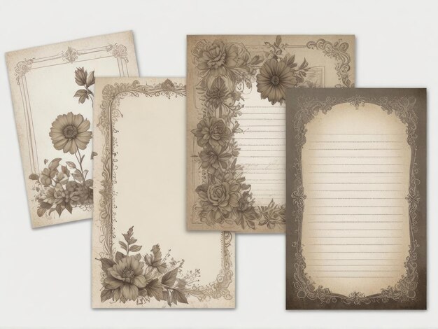 set di carte dipinte vintage elementi botanici